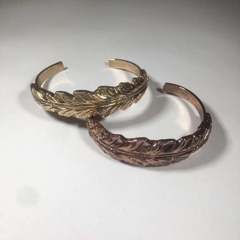 GOLD FEATHER CUFF BRACELETS